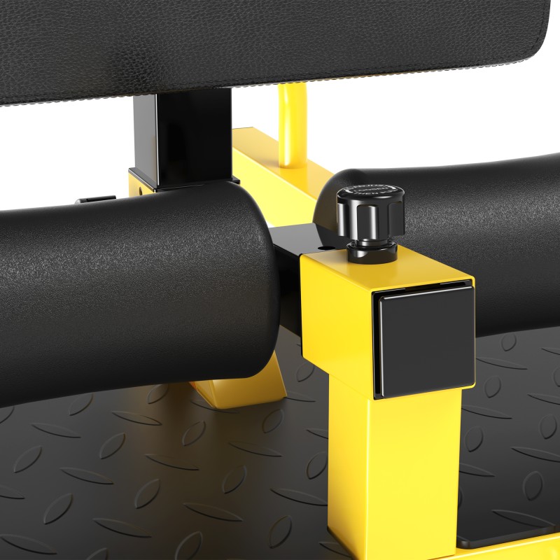 Sissy squat -kyykky- ja keskivartalotreeni laite 3-in-1, teräs, säädettävä, 120 kg, keltamusta