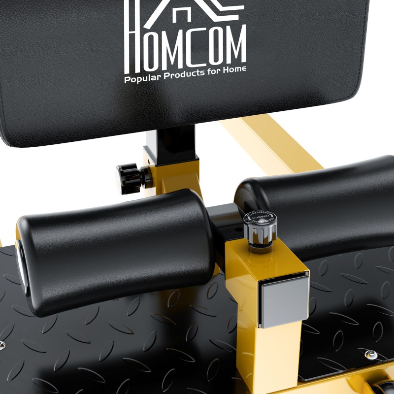 Sissy squat -kyykky- ja keskivartalotreeni laite 3-in-1, teräs, säädettävä, 120 kg, keltamusta