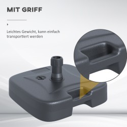 Täytettävä aurinkovarjon jalka HDPE-muovia 46 x 45 x 26 cm musta, enintään 30 kg