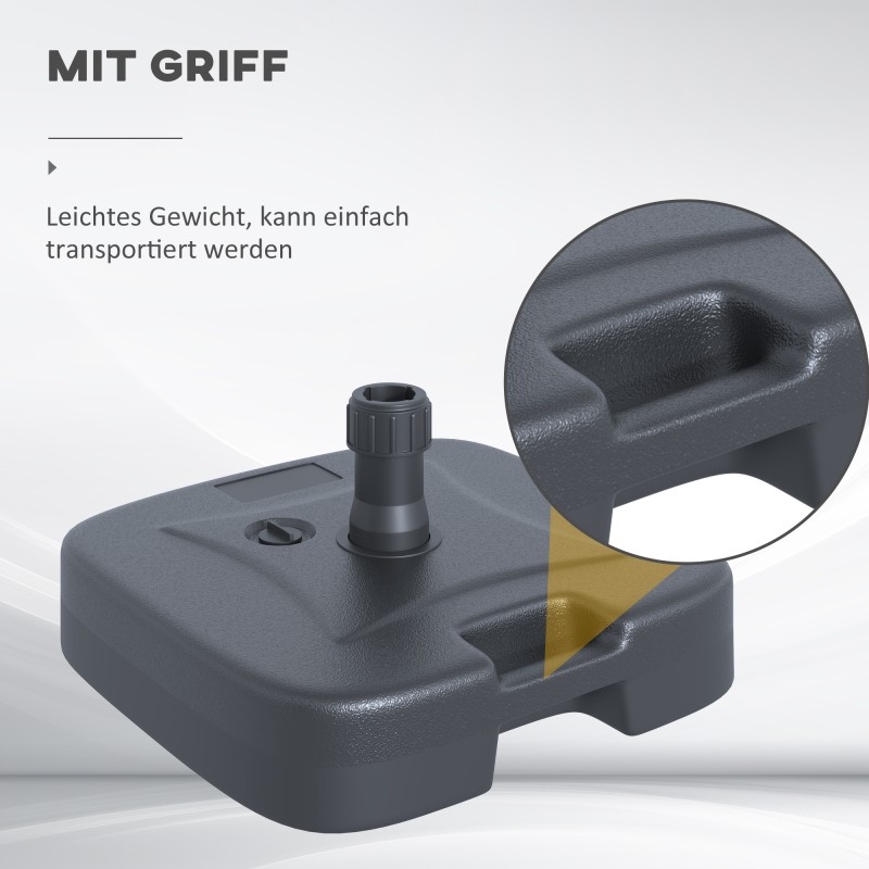 Täytettävä aurinkovarjon jalka HDPE-muovia 46 x 45 x 26 cm musta, enintään 30 kg