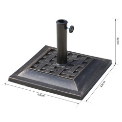 Varjoteline aurinkovarjolle 9 kg polyesterihartsi 44x44x33 cm pronssi 38/48 mm runkoille