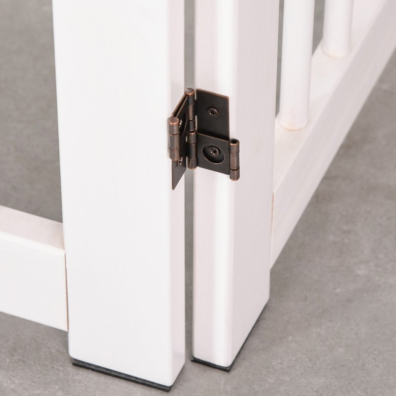 Koiraportti sisätiloihin, 4-osainen taittuva puinen turvaportti ovella 220 x 91 cm, valkoinen