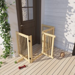 Koiraportti 4-paneelinen vapaasti seisova mäntypuuta 204 x 36 x 75 cm luonnonpuu