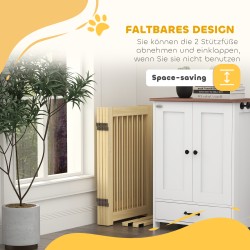 Koiraportti 4-paneelinen vapaasti seisova mäntypuuta 204 x 36 x 75 cm luonnonpuu