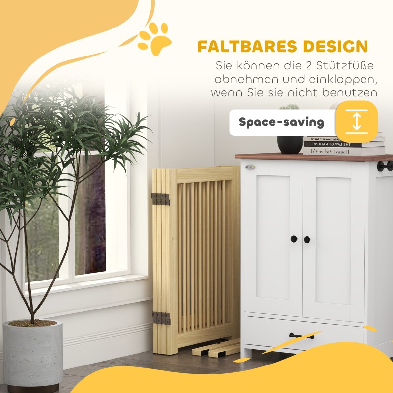 Koiraportti 4-paneelinen vapaasti seisova mäntypuuta 204 x 36 x 75 cm luonnonpuu