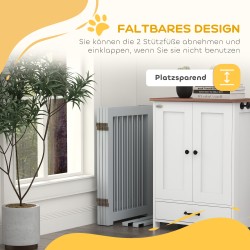 Koira-aita 4 paneelia mäntypuuta 204 x 36 x 75 cm vaaleanharmaa, vapaasti seisova