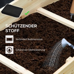 Viljelylaatikko 3 tasoa kuusipuuta hengittävällä sisävuorauksella 117 x 100 x 54 cm luonnonpuu