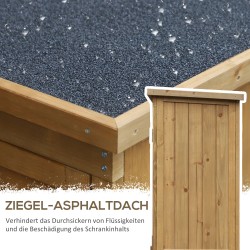 Ulkosäilytyskaappi puutarhaan, kuusipuu, 3 hyllyä, säleovet, säänkestävä, 87 x 46,5 x 160 cm, ruskea