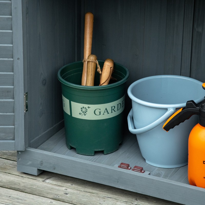 Puinen pihakaappi puutarhatyökaluille, kuusipuu, bitumikatto, 87 x 46,5 x 160 cm, harmaa