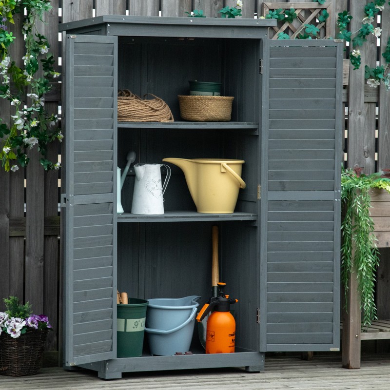 Puinen pihakaappi puutarhatyökaluille, kuusipuu, bitumikatto, 87 x 46,5 x 160 cm, harmaa