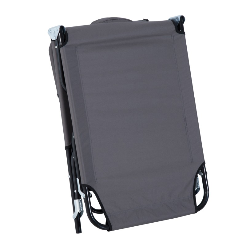 Taitettava aurinkovuode ulkokäyttöön, teräsrunko ja Oxford-kangas, 190x56 cm, harmaa