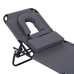 Taitettava aurinkovuode ulkokäyttöön, teräsrunko ja Oxford-kangas, 190x56 cm, harmaa