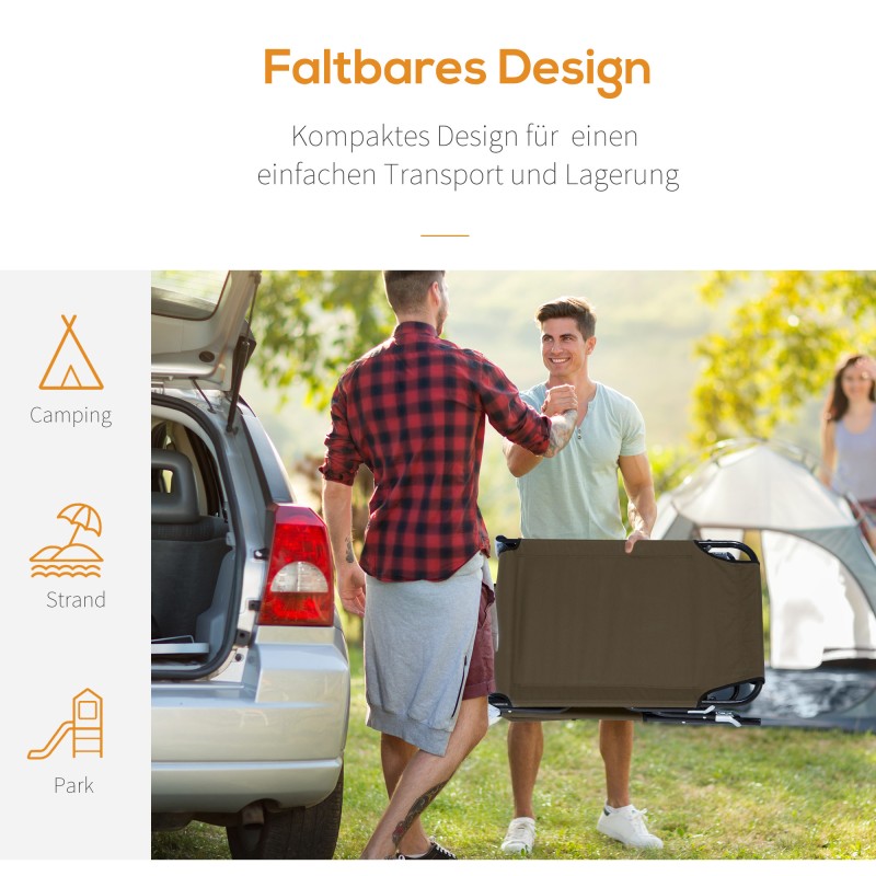 Taittuva aurinkotuoli ja lepotuoli kasvoaukolla, 4-asentoinen selkänoja, teräsrunko, Oxford-kangas, ruskea