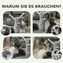 Kissan raapimispuu torni 40 cm, sisal ja plyysi, luola ja lelut, vaalea harmaa