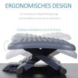 Ergonominen jalkatuki toimistoon, säädettävä korkeus 11–17 cm, 46 x 35 cm, tummanharmaa