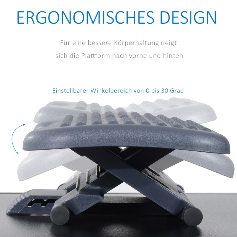 Ergonominen jalkatuki toimistoon, säädettävä korkeus 11–17 cm, 46 x 35 cm, tummanharmaa