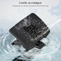 Ergonominen jalkatuki työtuolille, korkeussäädettävä ja kallistuva, hierova pinta, 46 x 35 cm, musta