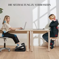 Jalkatuki työpöydälle, säädettävä jalkatuki hierontapinnalla ja rullilla, ABS-muovi, musta