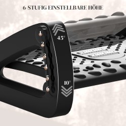 Jalkatuki työpöydälle, säädettävä jalkatuki hierontapinnalla ja rullilla, ABS-muovi, musta