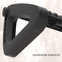 Jalkatuki työpöydälle, säädettävä jalkatuki hierontapinnalla ja rullilla, ABS-muovi, musta