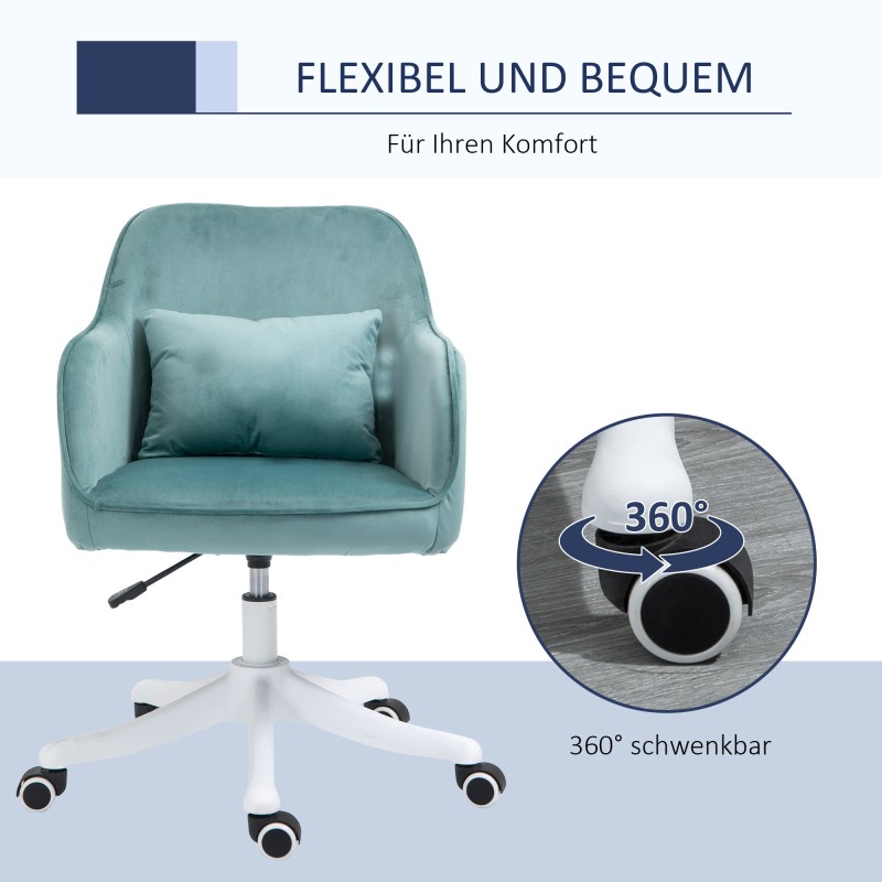 Hierova työtuoli samettipintainen USB-värinätoiminnolla 57x70x78–86 cm vihreä