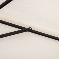 Puoliympyrän muotoinen parveke‑ ja terassivarjo käsikammella, metalli/polyesteri, 293 x 150 x 249 cm, kermanvalkoinen/musta