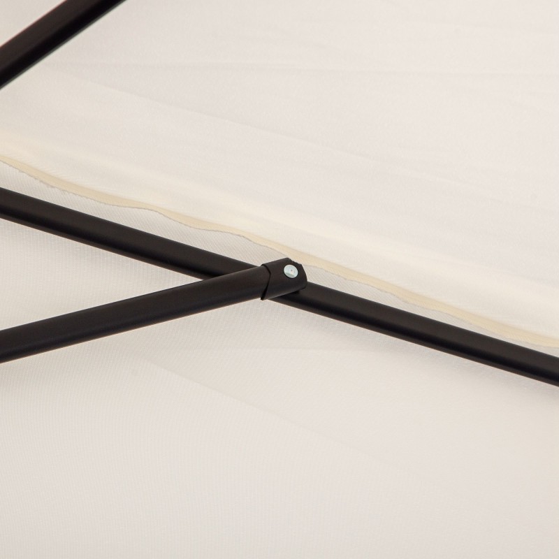 Puoliympyrän muotoinen parveke‑ ja terassivarjo käsikammella, metalli/polyesteri, 293 x 150 x 249 cm, kermanvalkoinen/musta