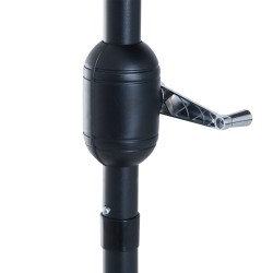 Puoliympyrän muotoinen parveke- ja terassivarjo kampimekanismilla, metalli/polyesteri, 293x150x249 cm, harmaa/musta