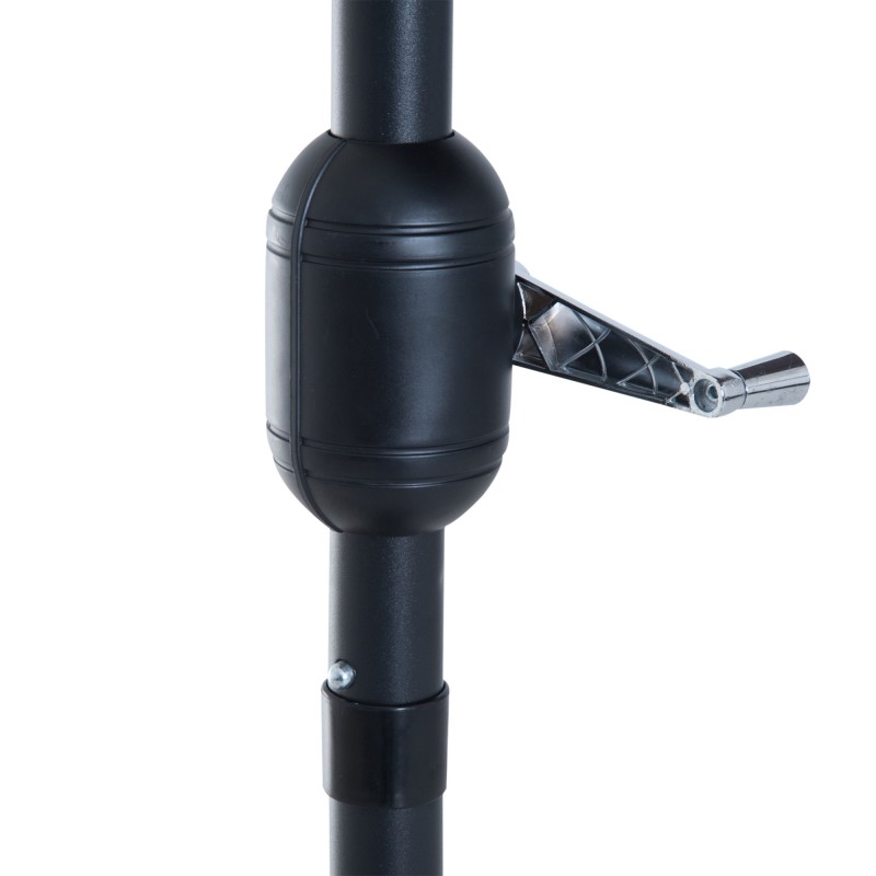 Puoliympyrän muotoinen parveke- ja terassivarjo kampimekanismilla, metalli/polyesteri, 293x150x249 cm, harmaa/musta