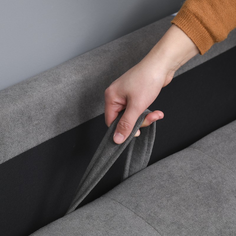 2-istuttava sohva säilytystilalla, samettimainen verhoilu, puujalat, 117 x 62 x 78 cm, harmaa