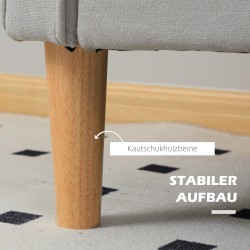 2-istuttava säilytyssohva, samettimainen kangas, kumipuun jalat, 117x62x78 cm, vaaleanharmaa