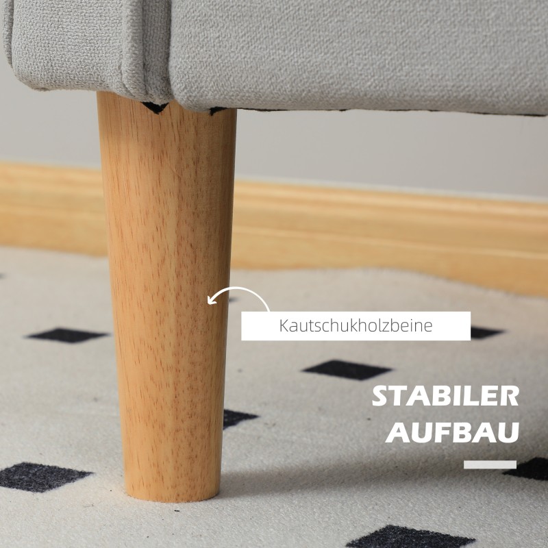 2-istuttava säilytyssohva, samettimainen kangas, kumipuun jalat, 117x62x78 cm, vaaleanharmaa