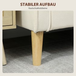 Kahden hengen säilytystilallinen sohva kumipuunjaloilla 117x62x78 cm cremevalkoinen