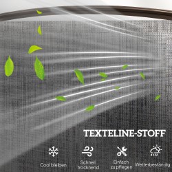 Kahden hengen puutarhakeinu pöytätasolla, metallirunko ja texteline, ruskea/harmaa