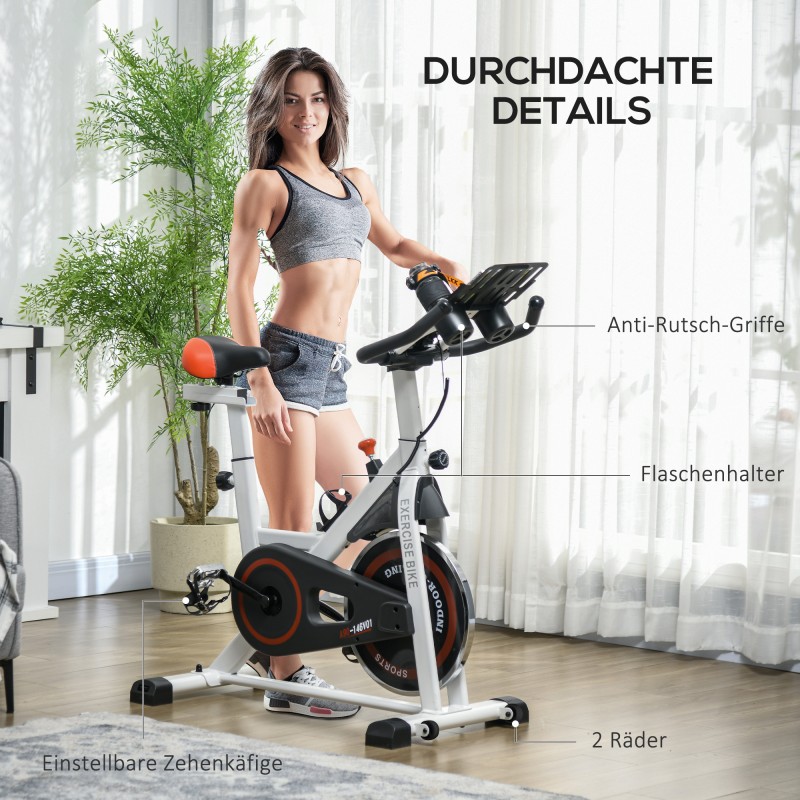 Kuntopyörä kotiin, magnettivastus, 8 kg vauhtipyörä, säädettävä, teräs, max 120 kg, valkoinen/musta