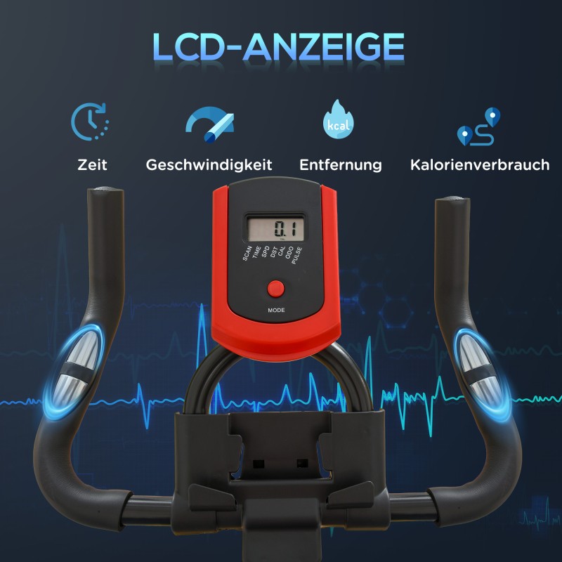 Kuntopyörä sisäkäyttöön, säädettävä vastus, LCD-näyttö, 85 x 46 x 114 cm, musta