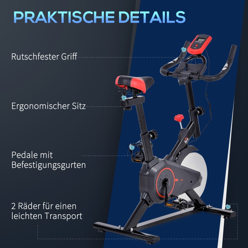 Kuntopyörä sisäkäyttöön, säädettävä vastus, LCD-näyttö, 85 x 46 x 114 cm, musta
