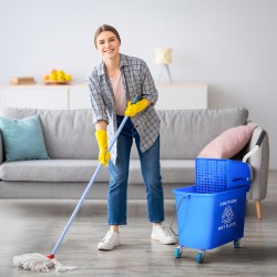 Siivousämpäri puristimella ja pyörillä, muovi, 20 l, sininen