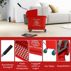 Siivousämpäri puristimella ja pyörillä 20 l, muovi, punainen