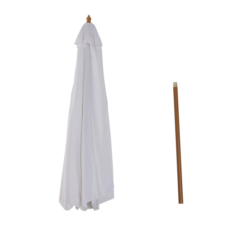 Aurinkovarjo ulkokäyttöön puurunko Ø 300 cm säädettävä UV-suoja valkoinen