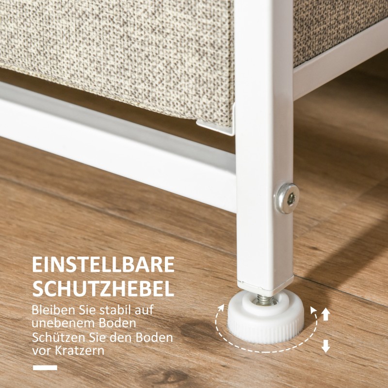 Laatikosto 7 taitettavaa kangaslaatikkoa metallirunko 63,5 x 30 x 71 cm vaaleanharmaa