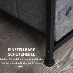 Lipasto 7 kangaslaatikolla, metallirunko ja lastulevykansi, 63,5 x 30 x 71 cm, tummanharmaa