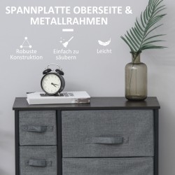 Lipasto 7 kangaslaatikolla, metallirunko ja lastulevykansi, 63,5 x 30 x 71 cm, tummanharmaa