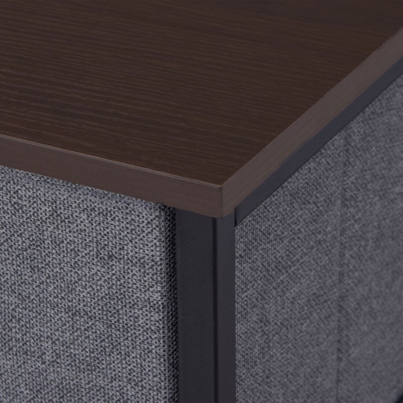 Lipasto 7 kangaslaatikolla, metallirunko ja lastulevykansi, 63,5 x 30 x 71 cm, tummanharmaa