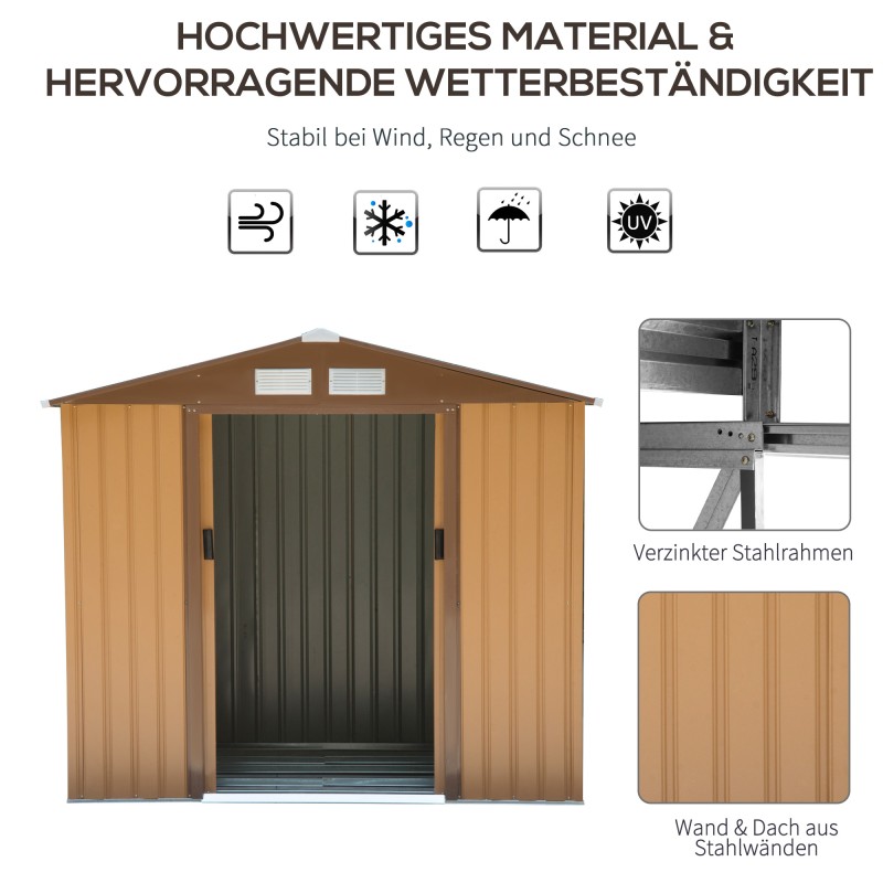 Metallinen puutarhavaja liukuovilla 213 x 130 x 185 cm keltainen