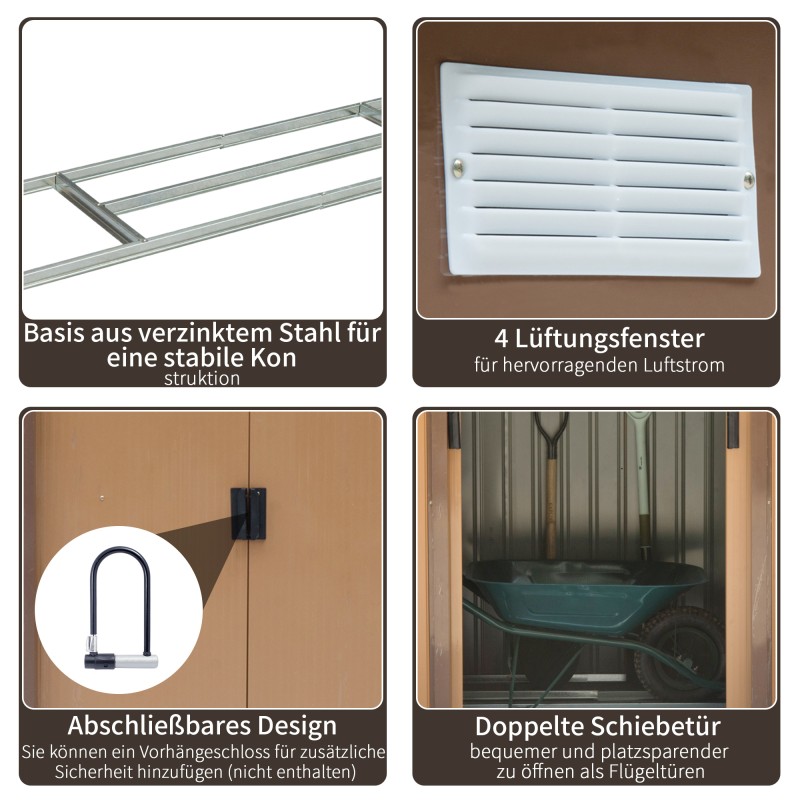 Metallinen puutarhavaja liukuovilla 213 x 130 x 185 cm keltainen