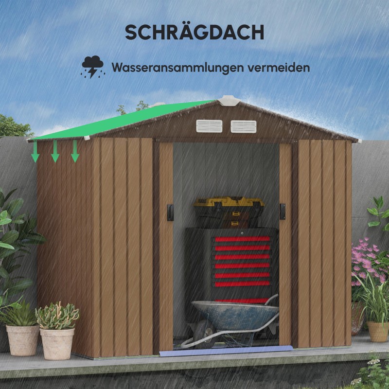 Metallinen puutarhavaja liukuovilla 213 x 130 x 185 cm keltainen