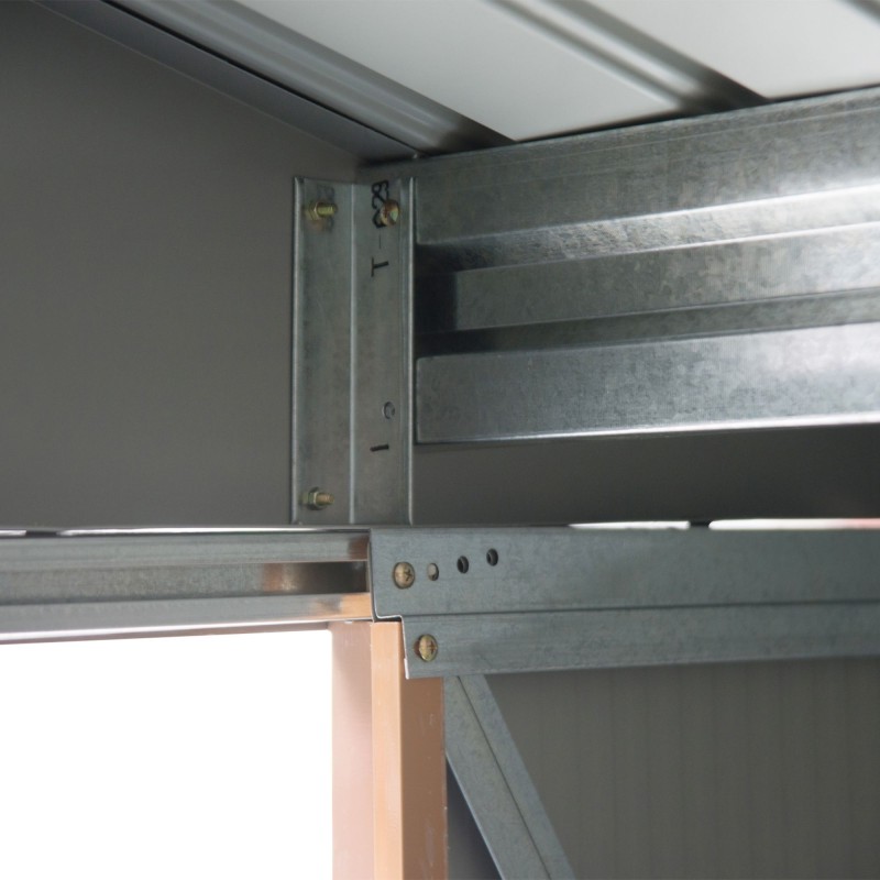 Metallinen puutarhavaja liukuovilla 213 x 130 x 185 cm keltainen