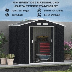 Metallinen pihavarasto liukuovilla 213 x 130 x 185 cm tummanharmaa