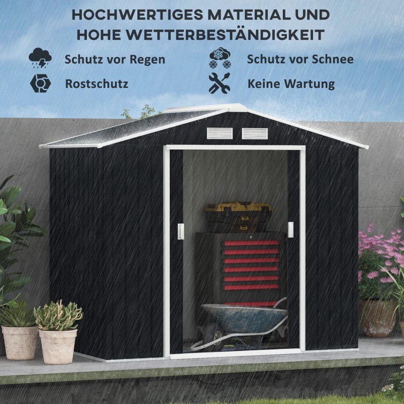 Metallinen pihavarasto liukuovilla 213 x 130 x 185 cm tummanharmaa